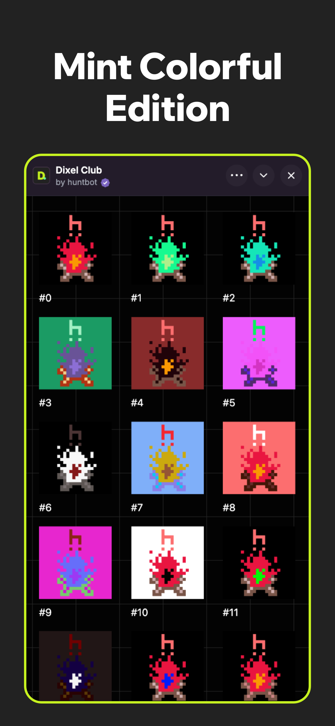 Dixel Club | Mint Your Colors - Farcaster Mini Apps screenshot